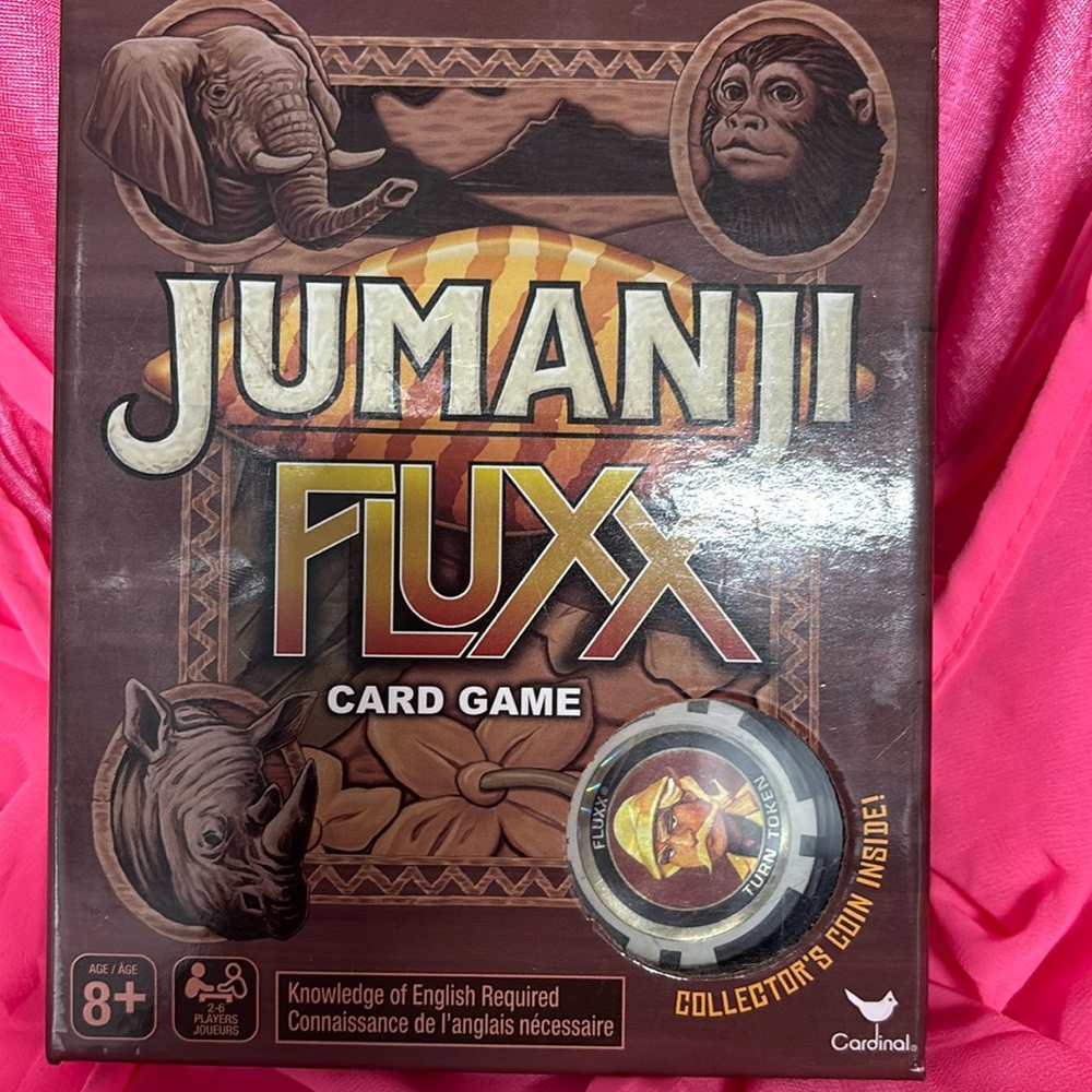 Jumanji Fluxx Card Game with Collector's Coin Spin Masters
